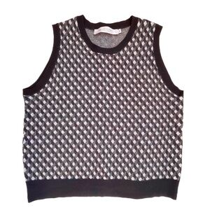 Simons Contemporaine Geo Mosaic Vest, Wool Blend, Grey and Black, Size Medium